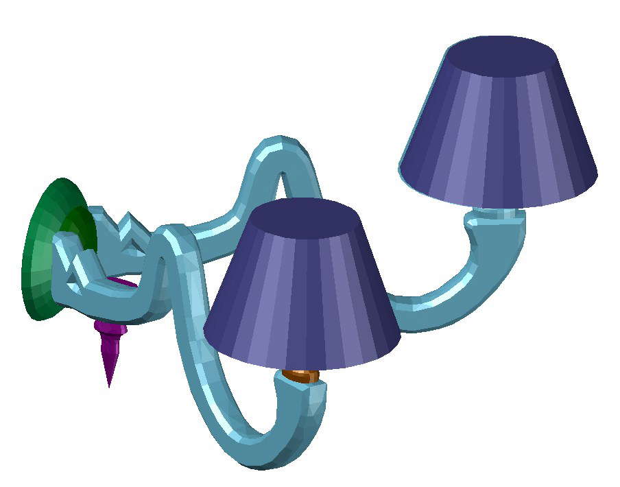 3d Wall Mounted Double Lamp Model DWG File
