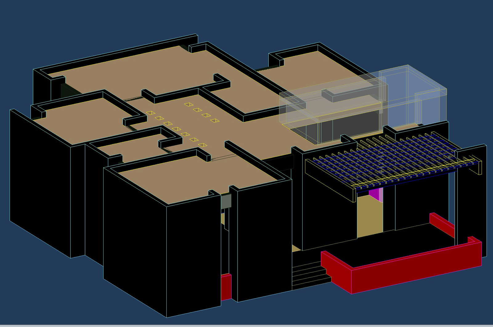 3d banglow dwg file detail showing terrace