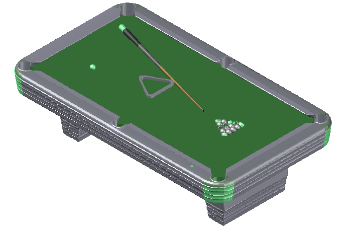 3D Pool Table Design DWG File for Game Room Layouts