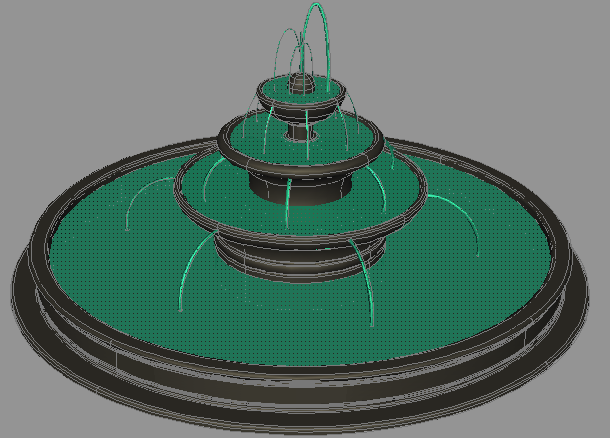 3d design of colonial style water fountain of garden dwg file