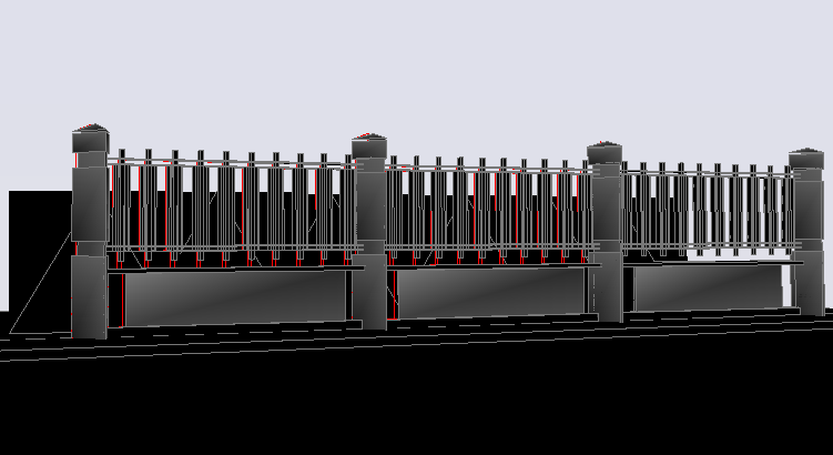 3d design of perimeter fence of garden dwg file
