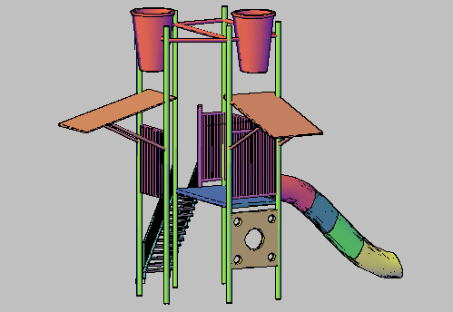 3d design of toboggan slide details dwg file 