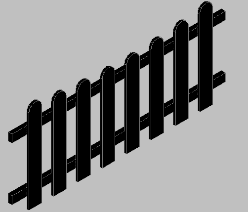 3d design of wooden fence of garden dwg file
