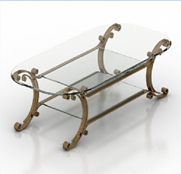 3D Center Glass Table CAD Model in House DWG Drawing