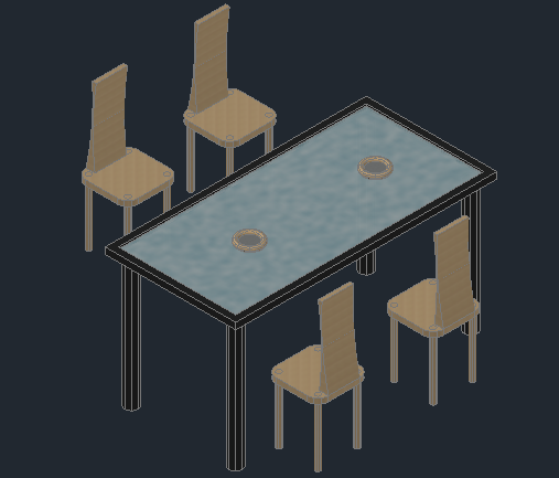 3d view of a table and chair