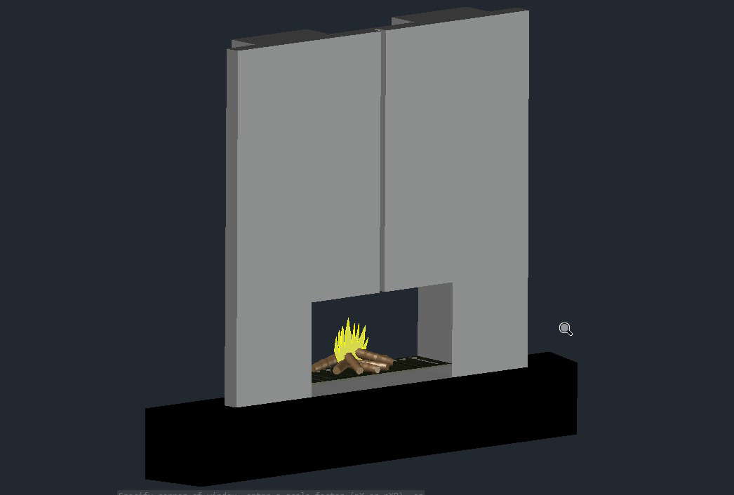 3d view of fire placed stove