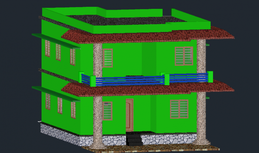 3D bungalow design drawing