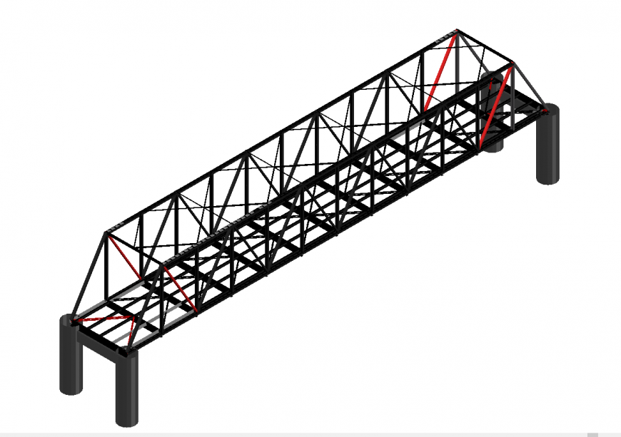 3d cad drawing of bridge tunnel with netted network autocad software