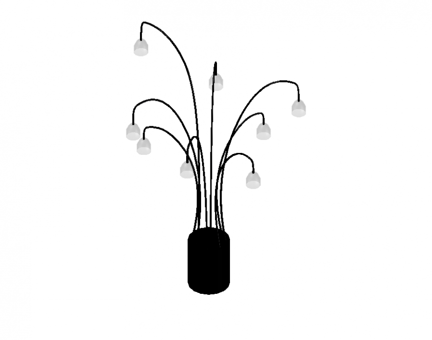 3d cad drawing of tree curved light  base auto cad software