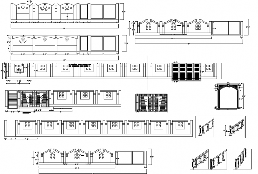 3d Compound Wall side elevation design autocad file