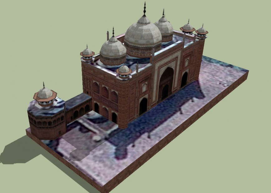 3D elevation of a  masjid detail