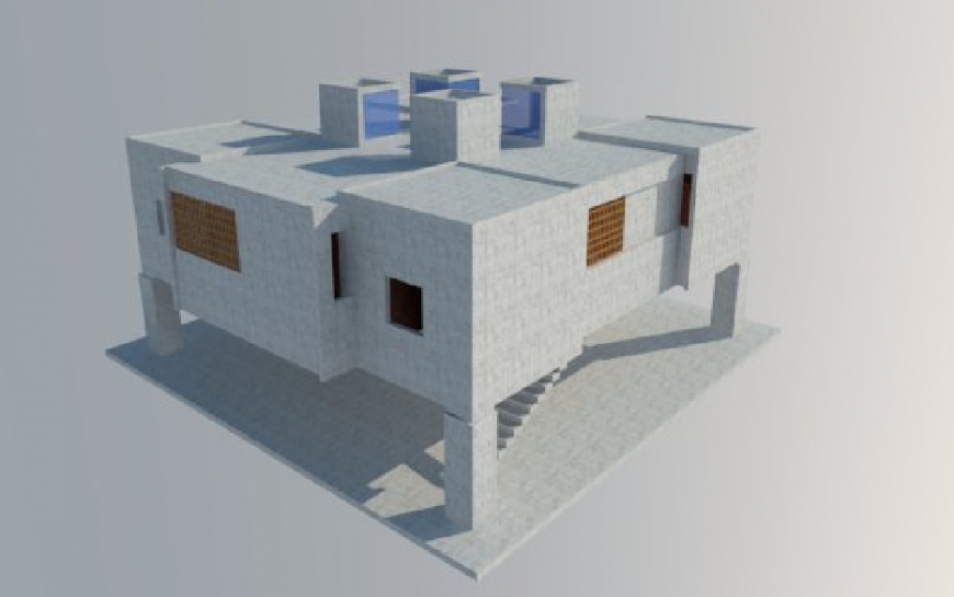 3D house design drawing with modern style