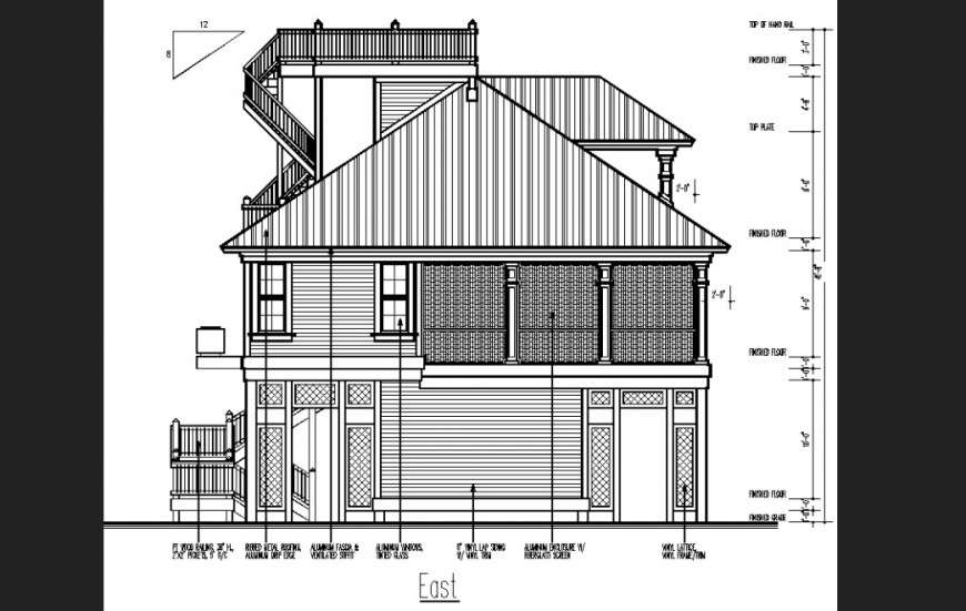 3D house plan with a detailed dwg file.