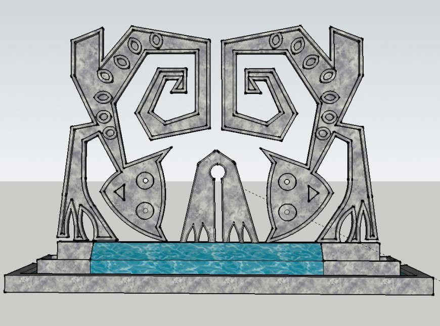 3d model Fountain structure block layout sketch-up file
