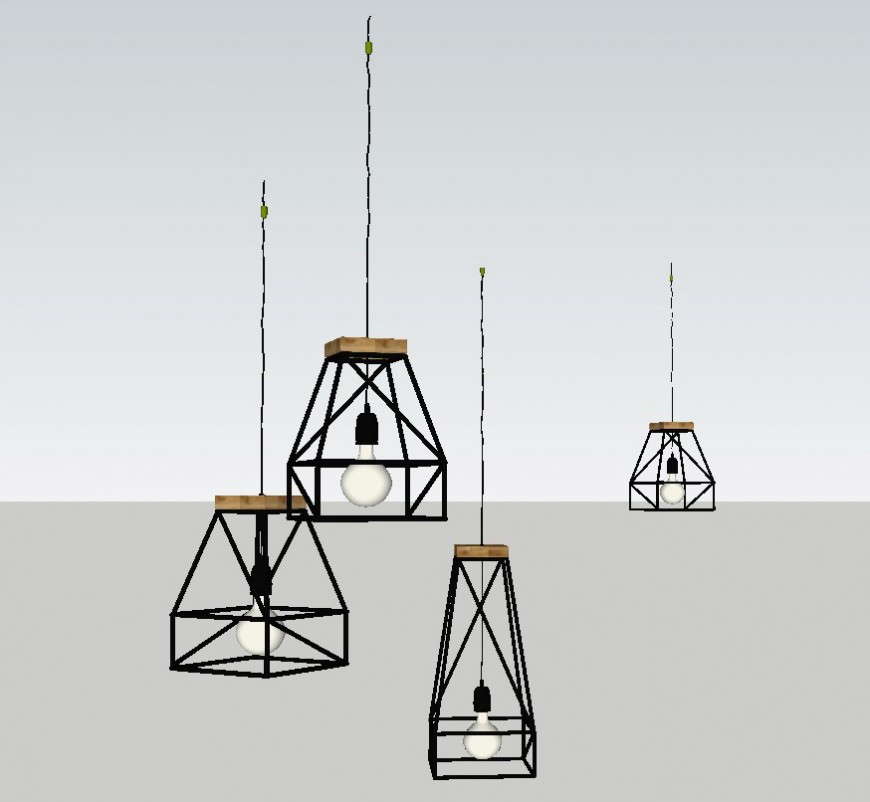 3d model of ceiling handing light layout CAD blocks sketch-up file