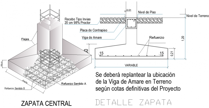 3d view of Column foundation details in dwg files.