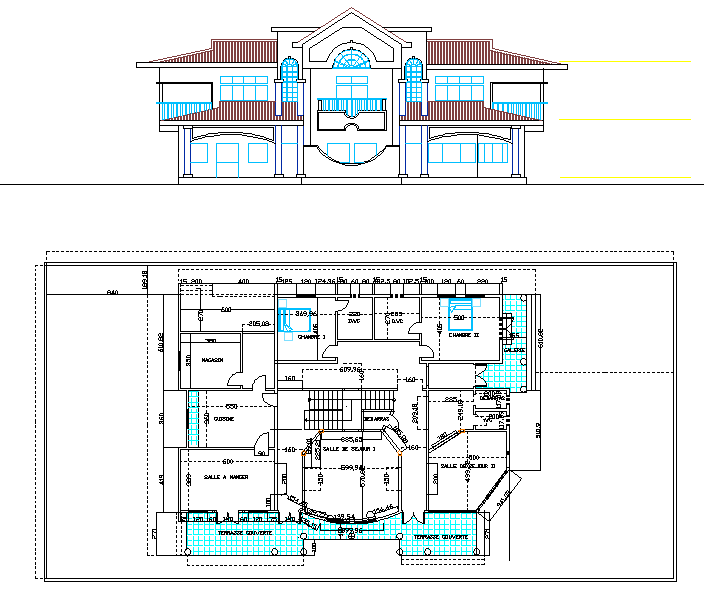 Bungalow house layout in DWG for residential planning