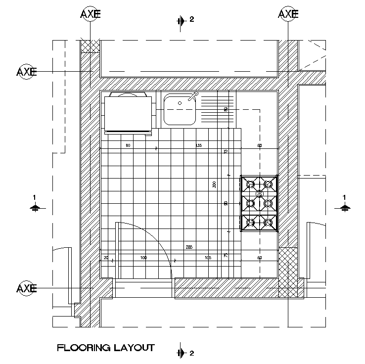 3x3m kitchen floor plan AutoCAD drawing is given in this file