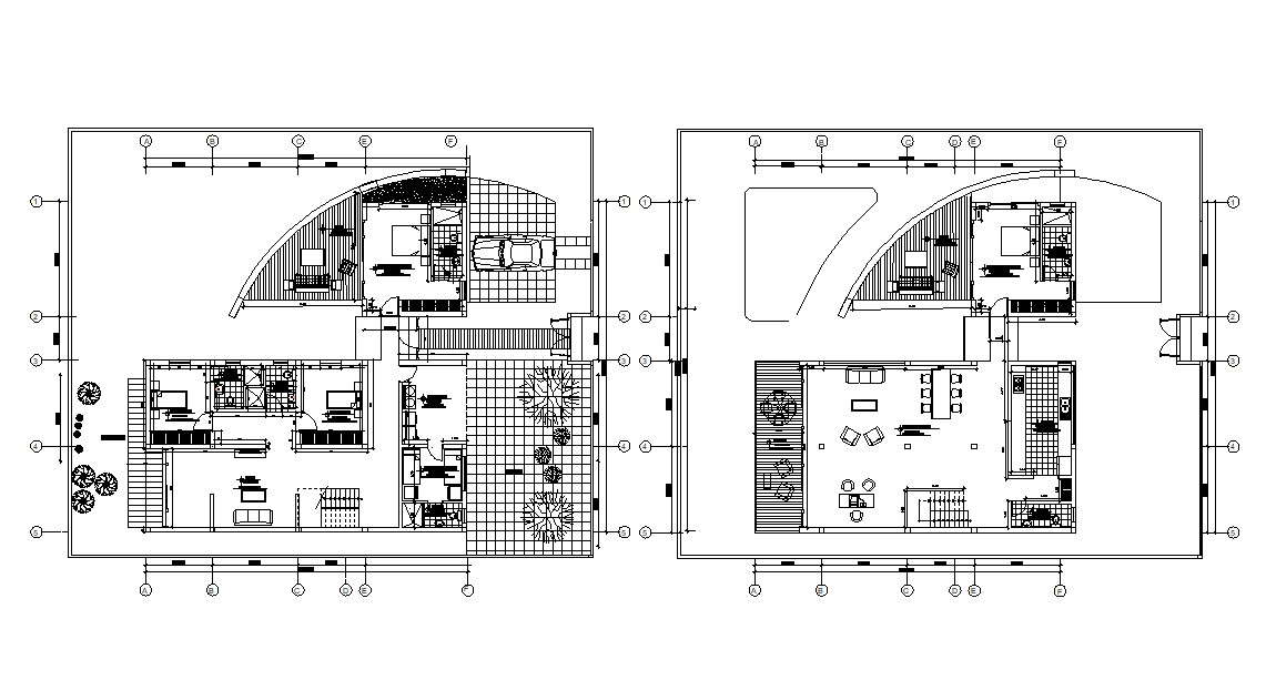 4 BHK Duplex House Furniture Layout Plan 