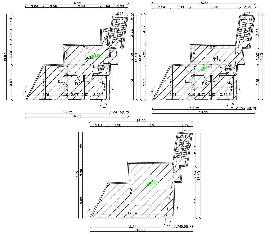 44 X 53 Feet 2 BHK House Plan Drawing 