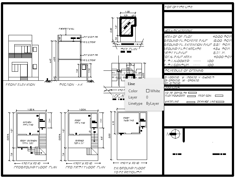 4.50M X 8.00M Architectural Drawing in AutoCAD DWG