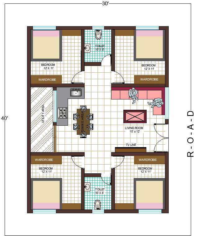  4 BHK HOUSE PLAN. Detail Drawing Presented In This AutoCAD File. Download This 2d AutoCAD Drawing File.