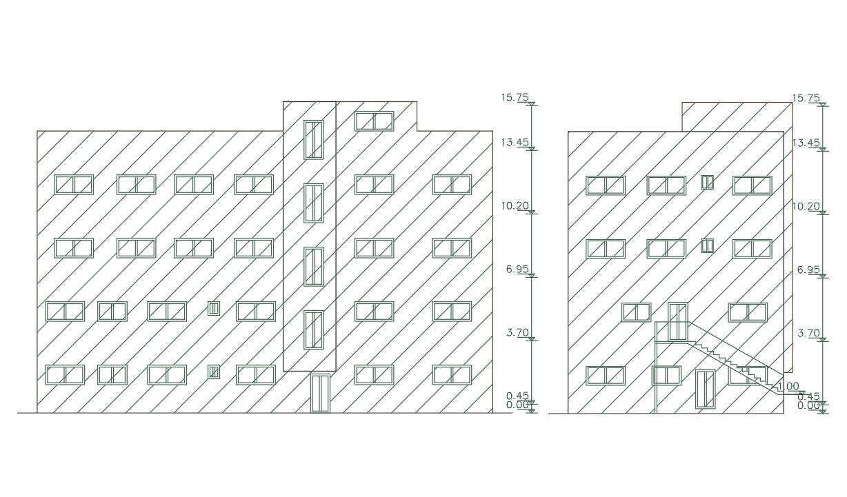 4 Storey Apartment Elevation Design DWG File