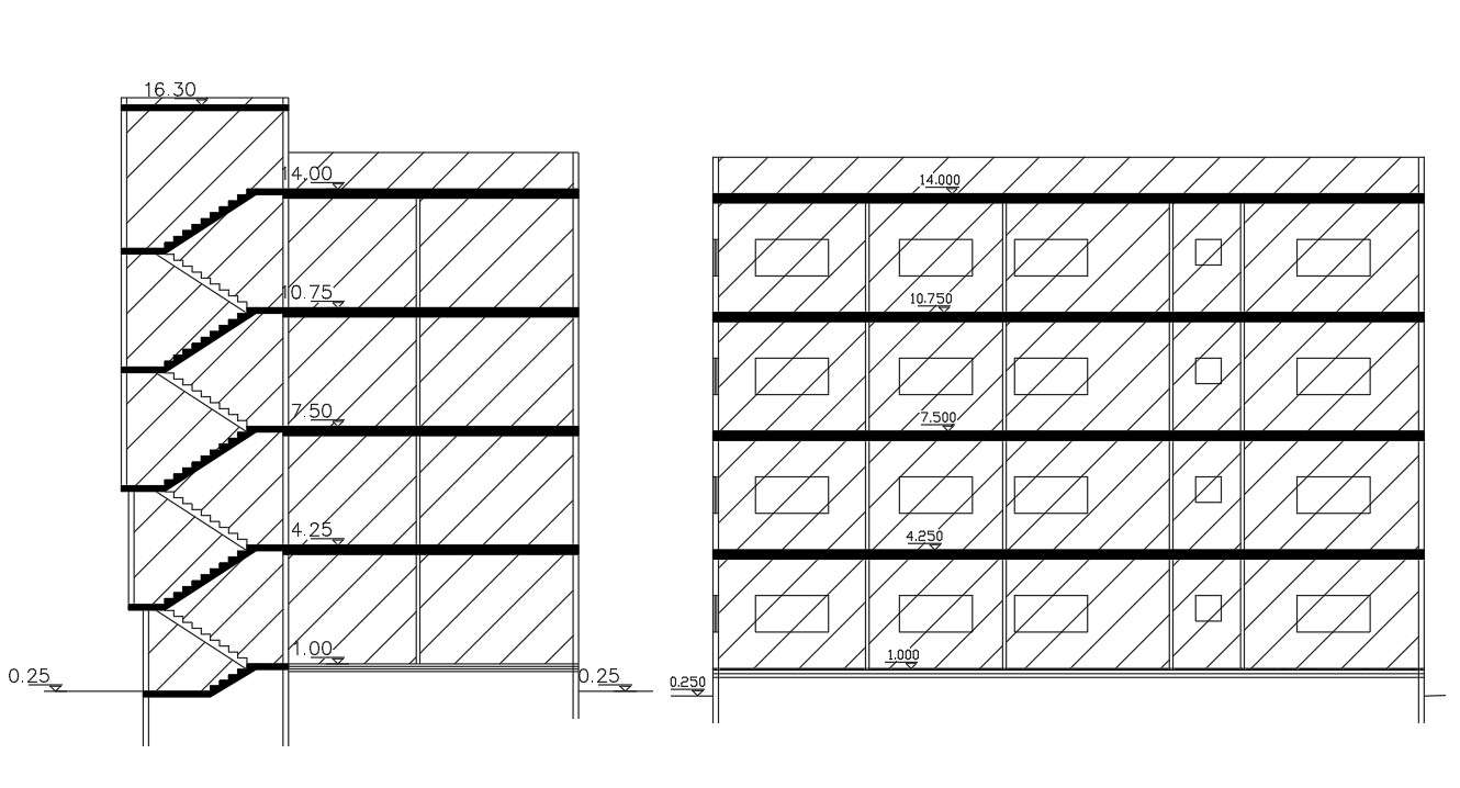 4 Storey Apartment Section AutoCAD Drawing Fee Download