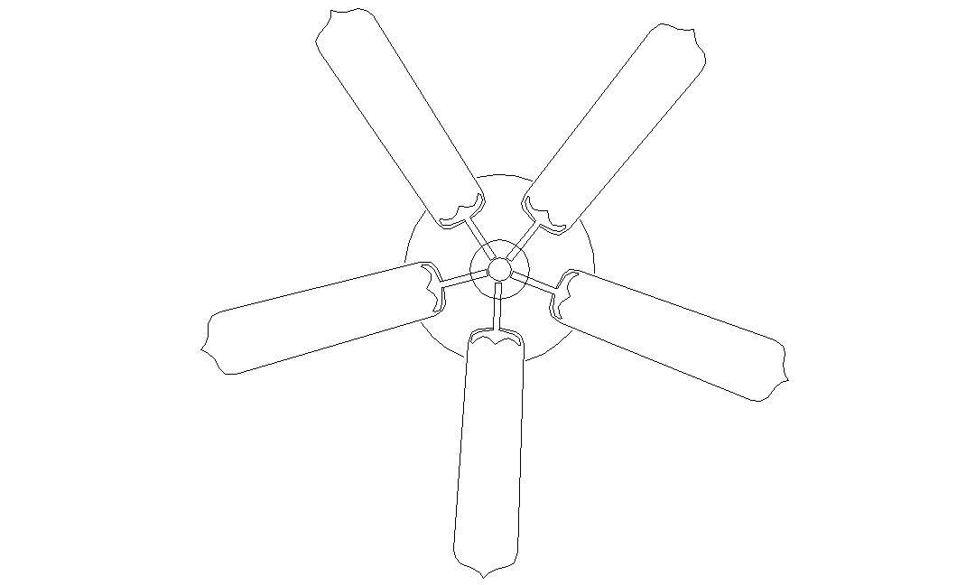 5 Wing Ceiling Fan Design AutoCAD Drawing