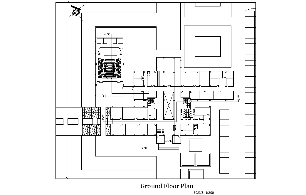 57x50m ground floor municipal office is given in this Autocad drawing file.Download now.