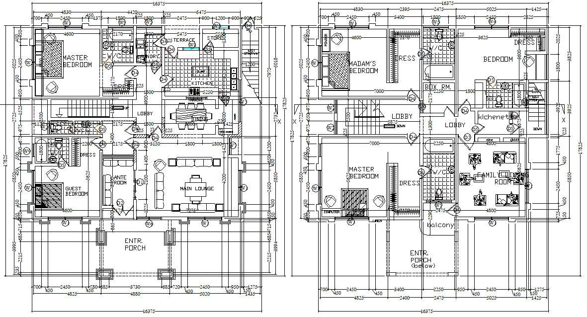 6 BHK Residential Mansion House Design Plan 