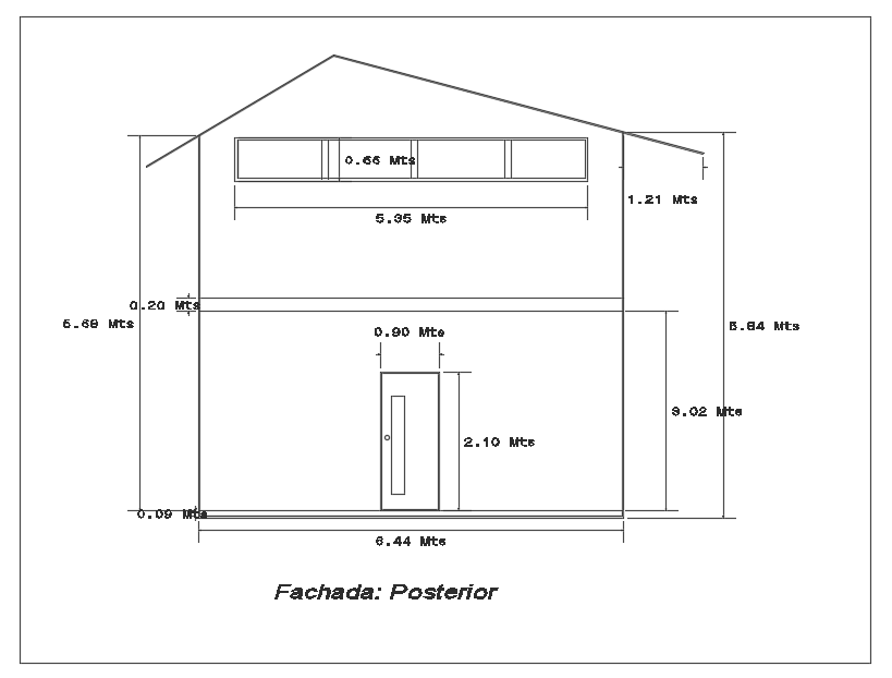640x860 cm House Back Elevation AutoCAD Drawing File