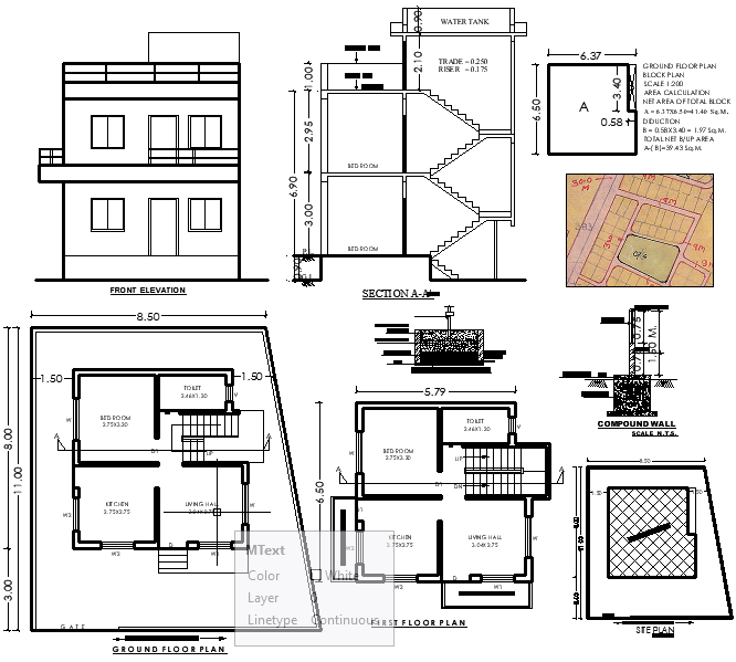 6.5m x 5.79m Architectural Plan with Elevation & Section