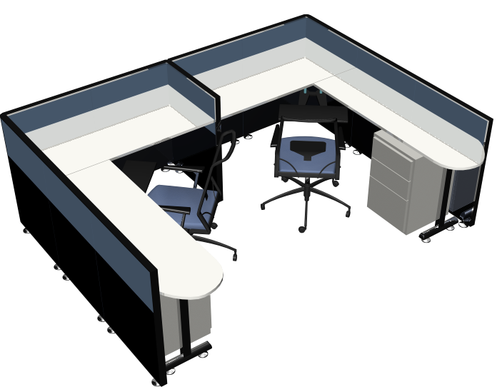 3D Office Table AutoCAD Block for Interior Workspaces