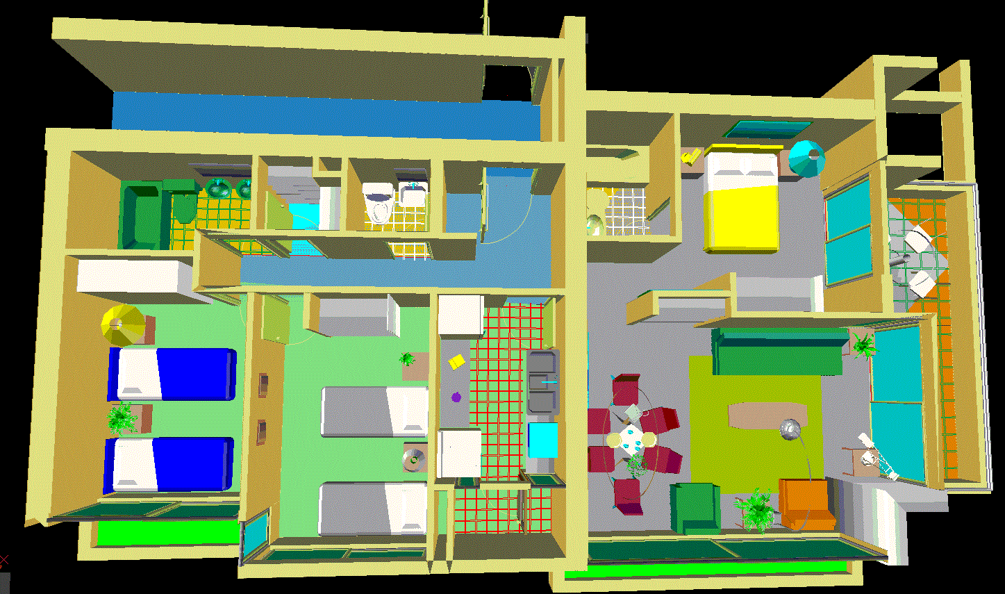 3d House plan given in this cad file. Download this cad file now.
