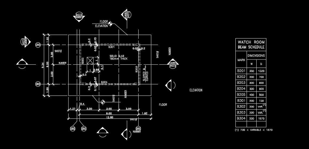 73x19m industrial plan of the watch room beam detail drawing is given in this AutoCAD model.