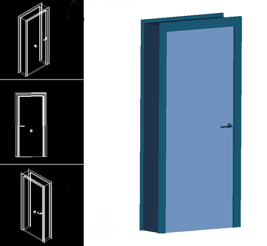 3d Door cad drawing is given in this cad file. Download this 3d cad file now.