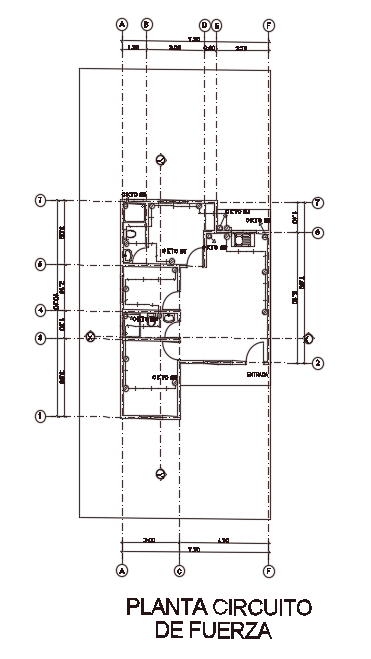 7x10m house plan power circuit plant 2d drawing is given in this model