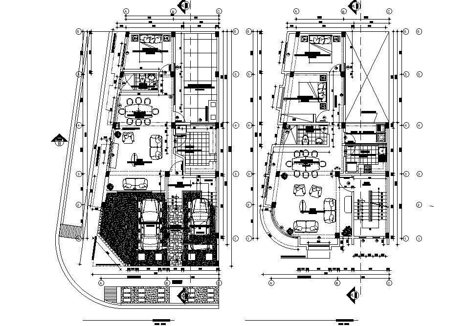 7x15m house plan is given in this Autocad drawing file. Download now.