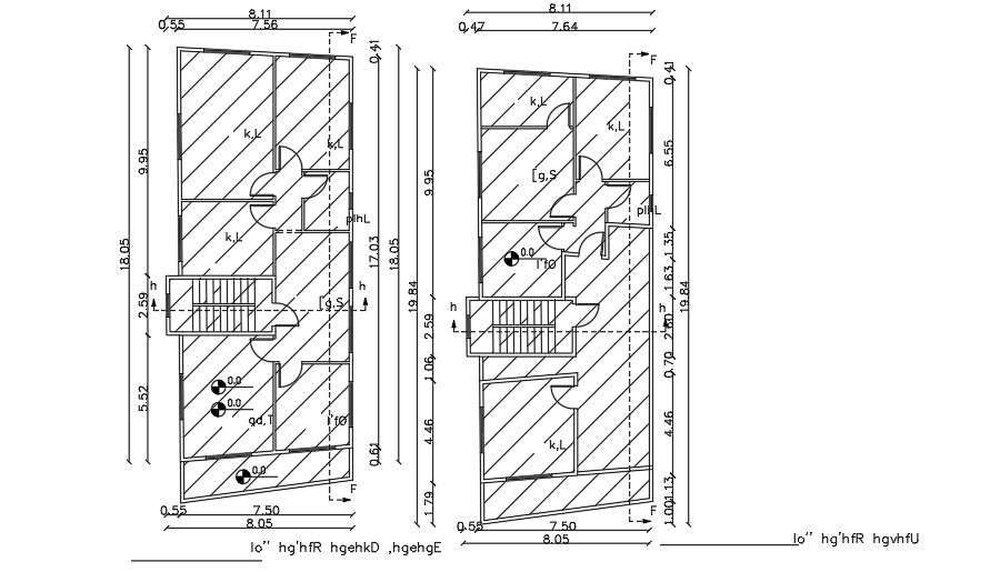 8x17m second and third floor house plan