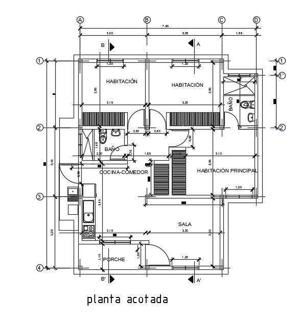 Compact 8x9m Home Architecture Layout in AutoCAD File