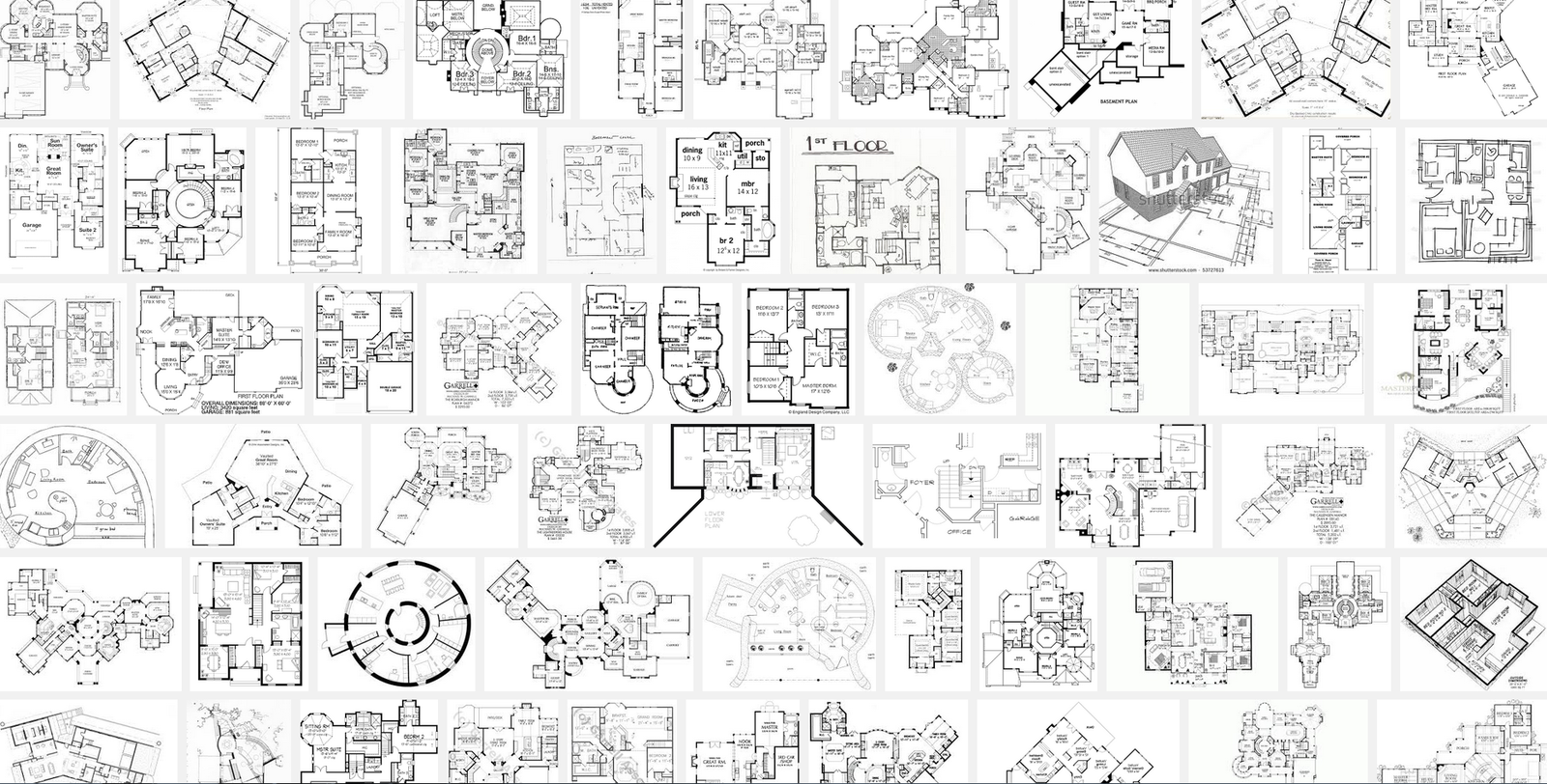 1001 Modern house floor plan autocad files 