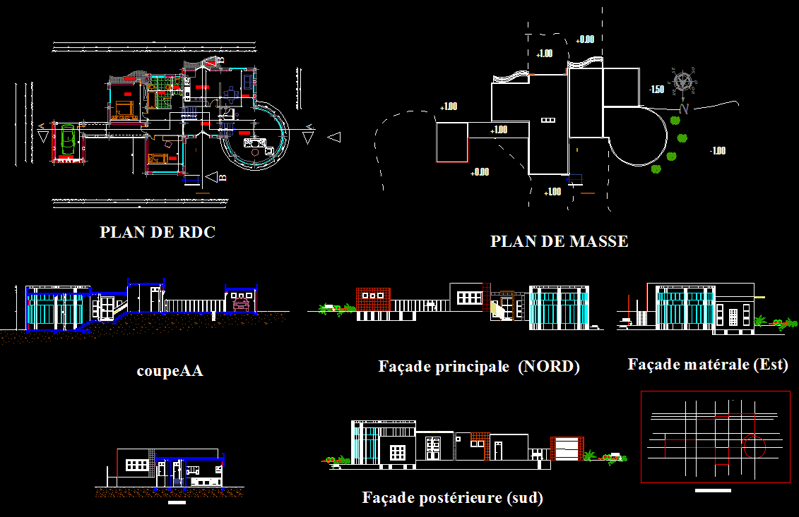 Villa cad drawings are given in this cad file. Download this cad file now.