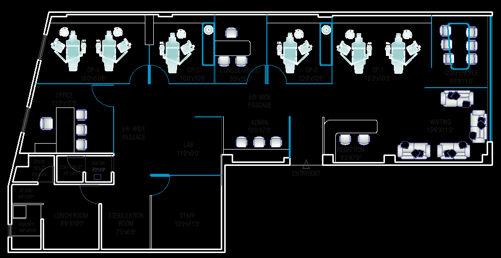 Dental clinic design cad drawing is given in this cad file. Download this cad file now.