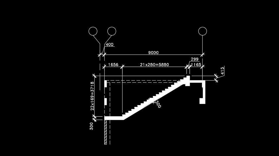 9m length of the staircase section drawing
