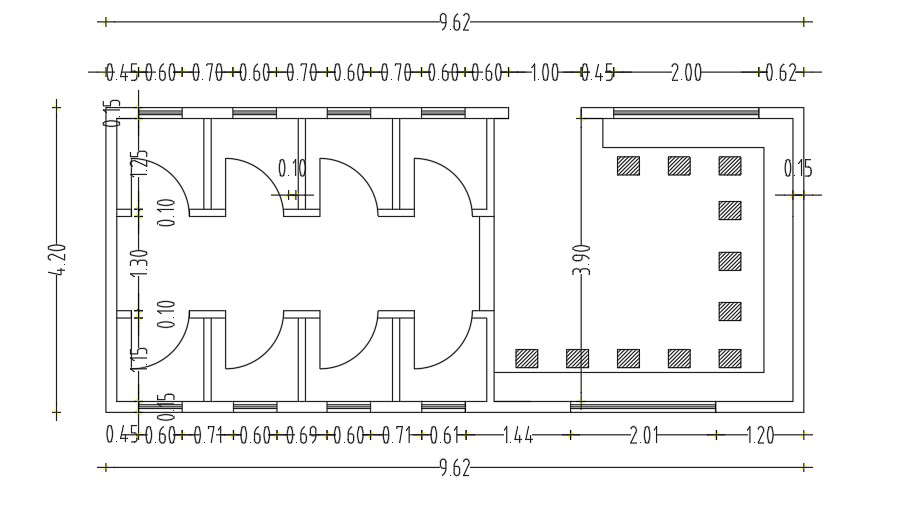 9x5m public toilet plan 2D AutoCAD drawing 