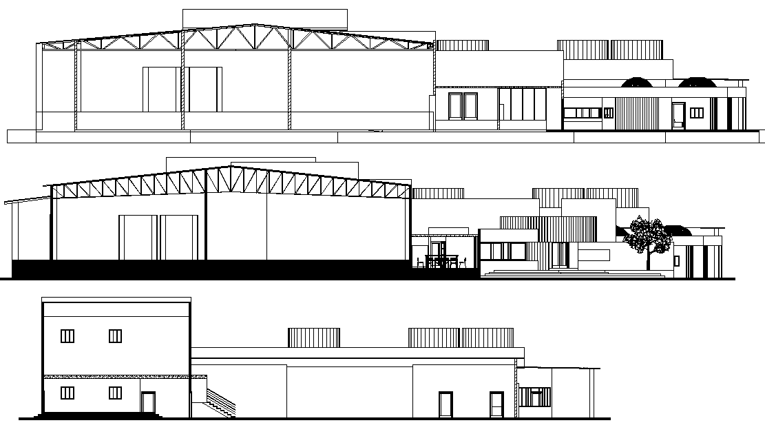 Factory Building Elevations In DWG File