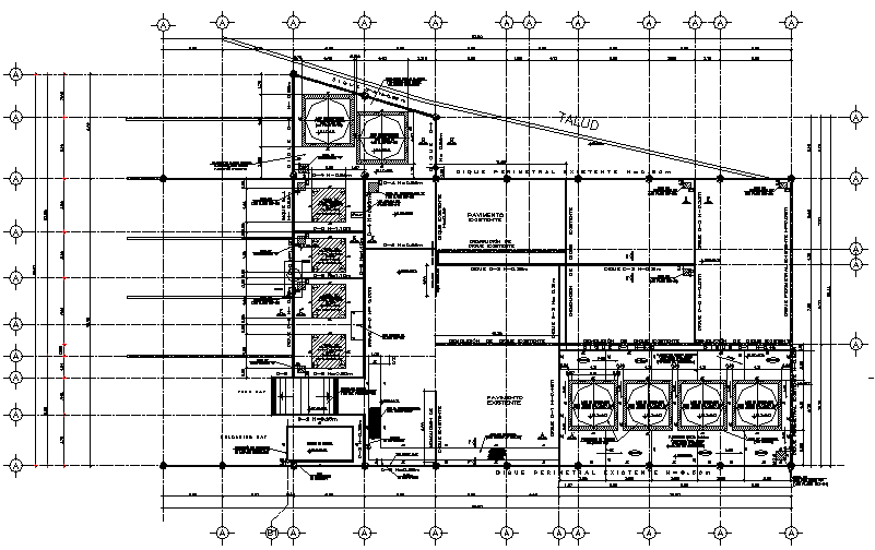 Acid manufacturing factory containment pools plan detail dwg file