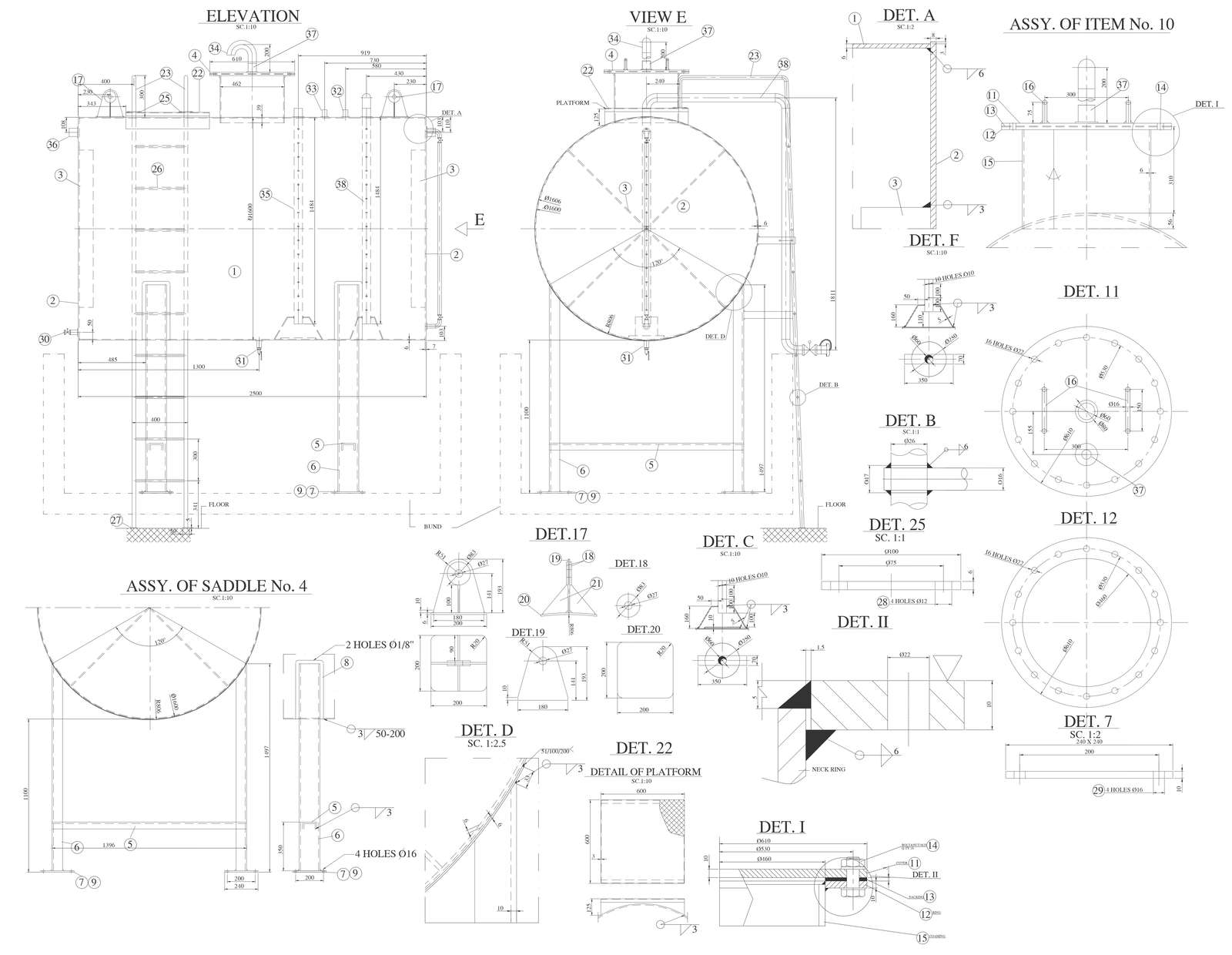 A complete fabrication drawing of Storage tanks DWG AutoCAD drawing