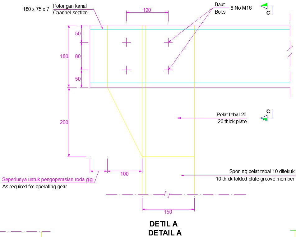A detail plan of the gate is given in this AutoCAD file